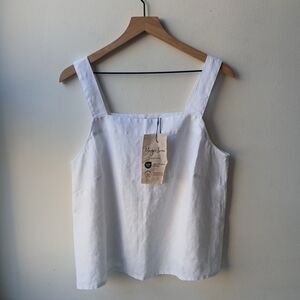 Magic Linen Olinda Tank Top White Women's Large NWT